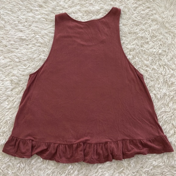 Women's Sleeveless Ruffle Hem Top - Mauve - Picture 8 of 10